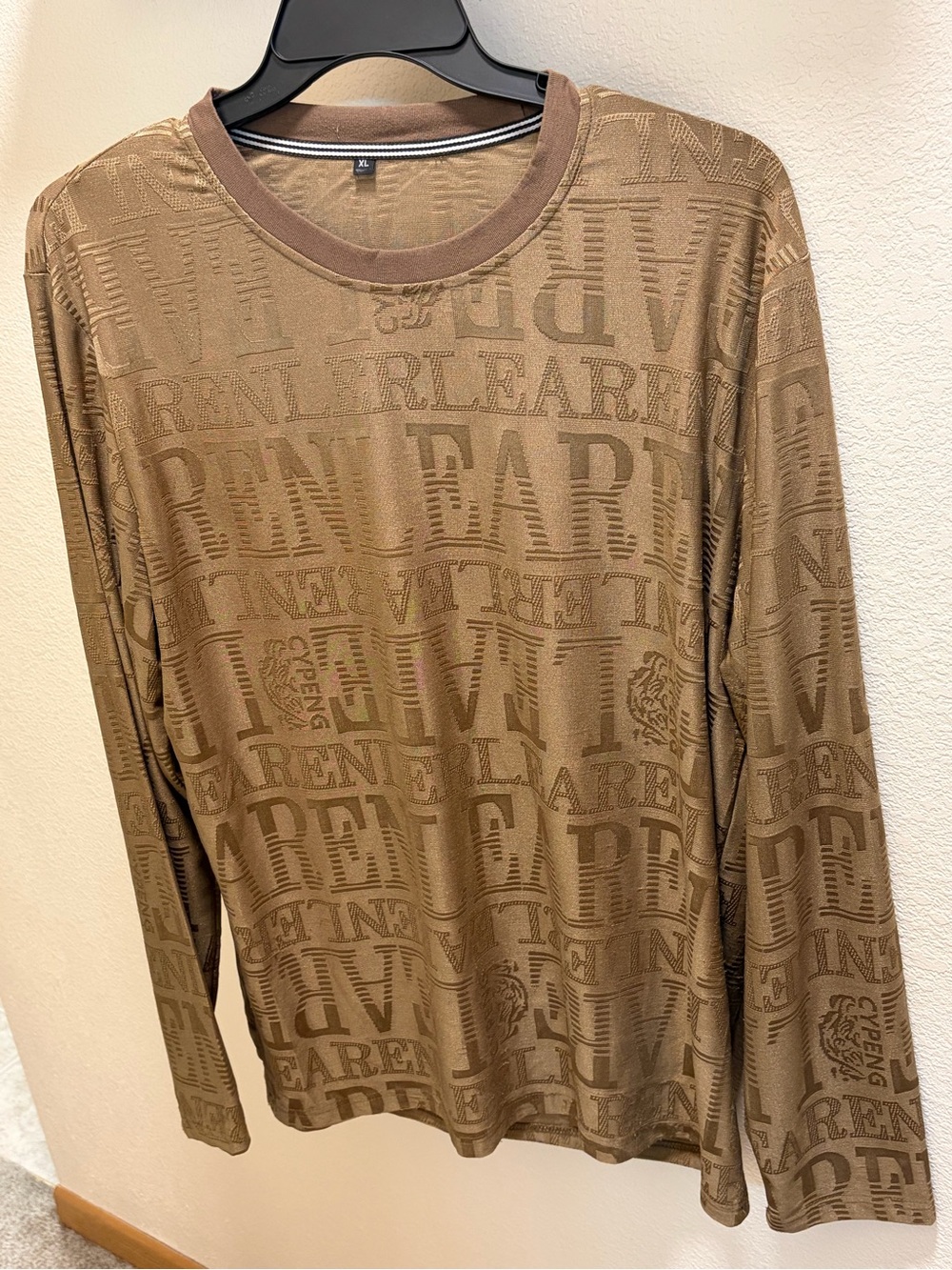 Men's Long Sleeve Textured Dress Shirt - Brown